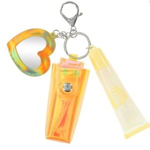 Banana Lip Butter Keychain Set with Heart Mirror and Lipstick Holder